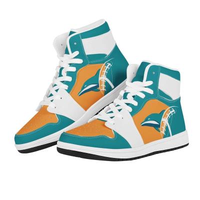 China NFLE Dolphins American Football Teams Single Embroidery Basketball Sports Shoes Running Luxury Men New Fashion Trend Model for sale