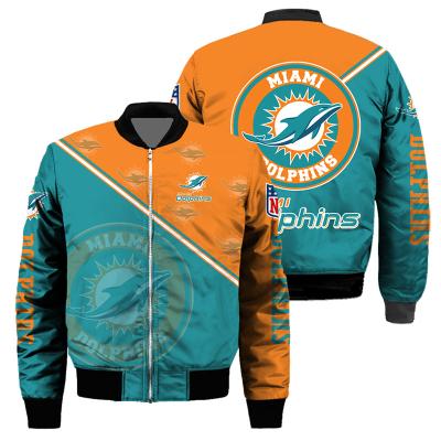 China Supplier NFLE Dolphins American Football Team Mens Formal Leisure Customized Winter Bomber Jackets Regular Unisex Outdoors for sale