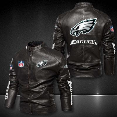 China Good Quality Men's Windproof Jacket NFL Eagle American Football Team Motorcycle Baseball Zipper Jacket College Leather Passionate Jacket for sale