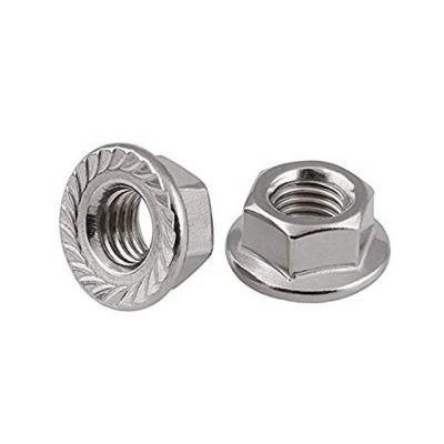 China Heavy Industry M5 Nickel Plated Steel Serrated Self Locking Flange Nut for sale