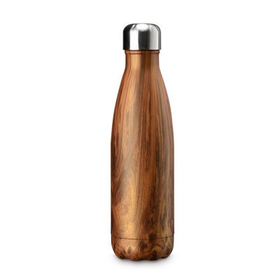 China Outdoor Sustainable Sports Thermos Flasks Vacuum Flasks Stainless Steel Water Bottle NorthForest Tumbler Wooden Grain Cola Bottle for sale