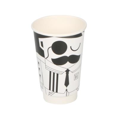 China Biodegradable Heat-Insulated 16oz White Paper Mug Black High Quality Printing With PS Cover for sale