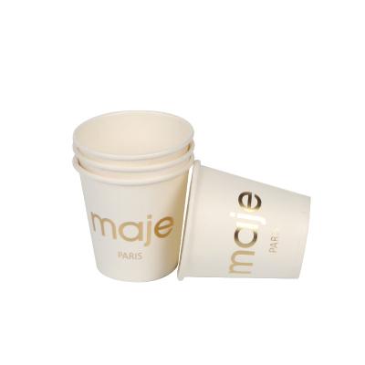 China Small And Cute Paper Coffee Cup 3oz Single Wall Hot Stamping Logo Biodegradable for sale