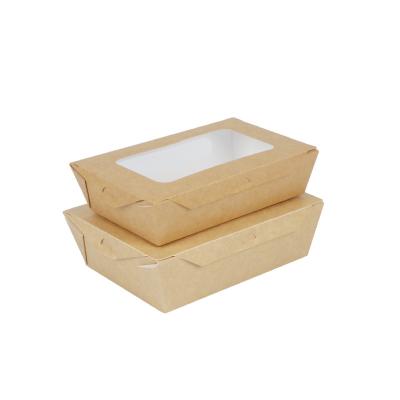 China Disposable Box Packaging Food Fast Food Take Out Window Salad Package Box Food Container PE Coated for sale