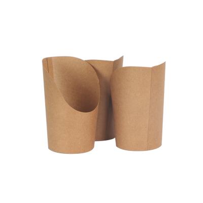 China Disposable Custom High Quality Kraft Paper Chips French Fries Packaging Cups for sale