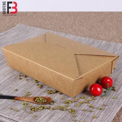 China Disposable Disposable Take Out Kraft Paper Lunch Box Paper Food Container 300pcs Per Carton for sale