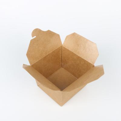 China Disposable Biodegradable Fast Food Container Recycle Box Original Color Kraft Paper Container Food Cardboard Take Away Food Box for sale