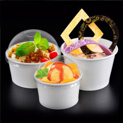 China Custom Disposable Disposable Paper Yougurt Ice Cream Cup With Bookcase for sale