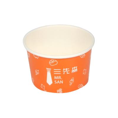 China Disposable Fresh Orange Frozen Yogurt Ice Cream Paper Cup Custom Logo for sale