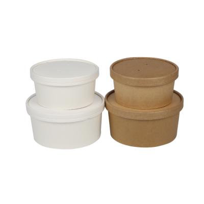 China Custom Logo Disposable Kraft Paper Bowl Disposable Fast Food Salad Bowl With Lid for sale