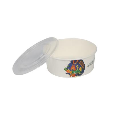 China Disposable Biodegradable Compostable Kraft Paper Salad Bowl With Plastic Lid for sale