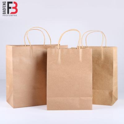 China Recycled Materials Cheap Wholesale Brown Kraft Paper Food Bag With Twisted Handle for sale