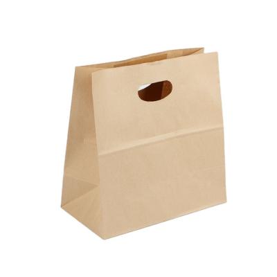 China Recyclable Custom Natural Die Cut Brown Food Shopping Kraft Paper Bag for sale