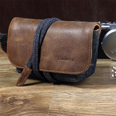 China Unisex High Quality Leather Camera Pouch, Dslr Canvas Camera Bag, Leather Camera Case for sale