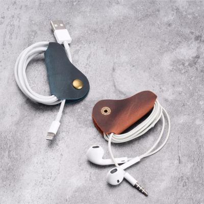 China Wholesale Unisex Leather Earphone Winder Stand Wire Charger Cable Holder Organizer for sale