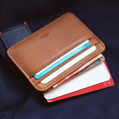 China ENGLAND NAME Custom High Quality Slim Wallet Leather Window ID Credit Card Holder Leather Business Card Holder for sale