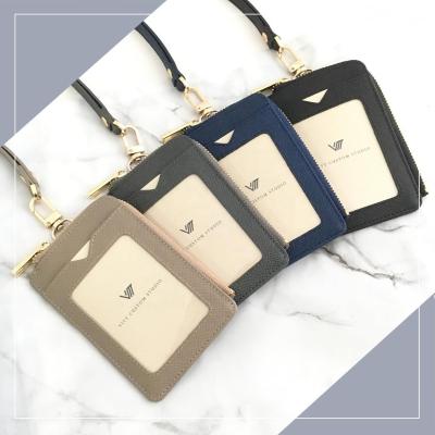 China Fashion Card Leather Card Holder Wallet Groomsmen Pocket Leather Zipper Card Holder Wallet for sale