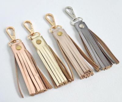 China New unisex products wholesale tassel key chain, metal leather tassel key chain, long leather tassels for shoe for sale