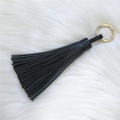 China Unisex multi colors tassel with key, tassel keychain for bag, soft handmade genuine leather tassel for sale