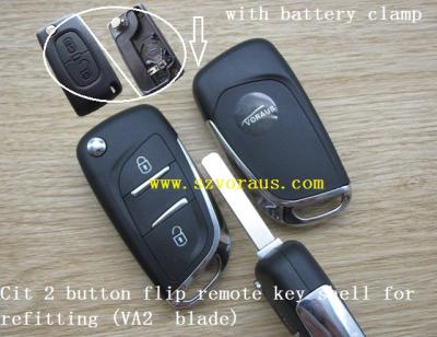 China Citr 2 Brass Button Flip Remote Key Shell To Hand (VA2 Keyway) for sale