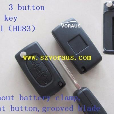 China New Brass Uncut Remote 3 Button Flip Key Shell For Citr (VA2 / No Battery Flange, Light Button) for sale