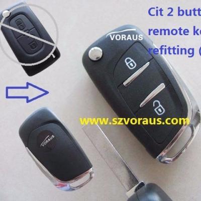 China New 2 button brass uncut flip remote key shell to reset citr remote (keyway VA2) for sale