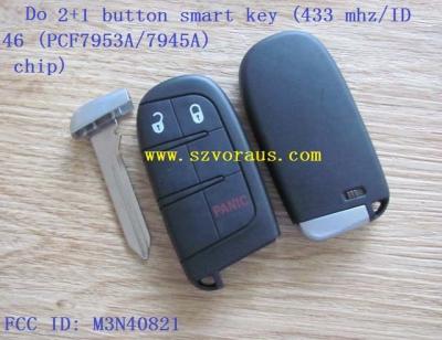 China Dod 2+1 Brass Button Smart Key Remote Fob (433mhz/PCF7953A/7945A chip) for sale