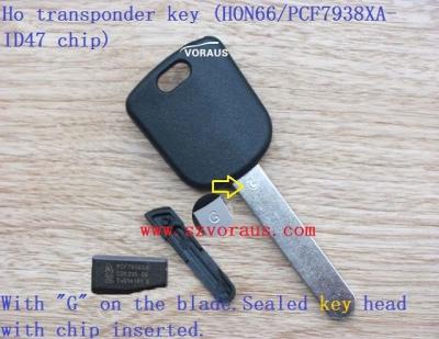 China New uncut brass ID47 transponder chip key for ho (