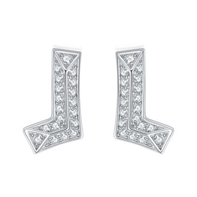 China Casual/Sporty 925 silver L letter zirconia small earrings delicate temperament earrings senior sense for sale