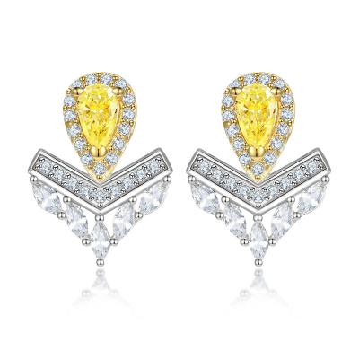 China Casual/Sporty Sterling silver yellow zirconia crown earrings female senior sense earrings for sale