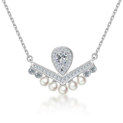 China Heart-shaped High quality heart-shaped crystal pendant 925 sterling silver necklace for sale