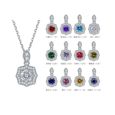 China Hot-sale  Fashion Wed Necklaces Hot-sale  Fashion Wed Necklaces 925 Rhodium Plated Jewelry Women 925 Sterling Silver Birthstone Necklaces for sale