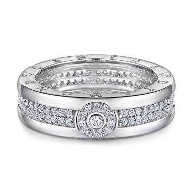 China CLASSIC Hot selling zircon Prong Setting Double Halo Oval 925 sterling silver ring wedding band for men for sale