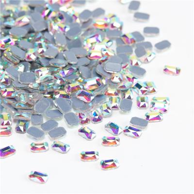 China Mixed Nail Art DIY Decoration New Product Rainbow Flat Bottom Glass Round Rhinestone Nail Art Crystal Accessory for sale