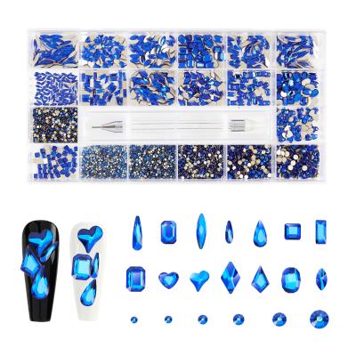 China 3d Nail Art DIY Decoration Rainbow Shape Flat Glass Nail Stones Botto Crystal Rhinestones Size for sale