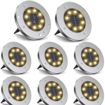 China LANDSCAPE Led Solar Garden Light Stainless Steel 8 Led Outdoor Landscape Light Waterproof Floor Outlet Garden Lawn Underground Light for sale