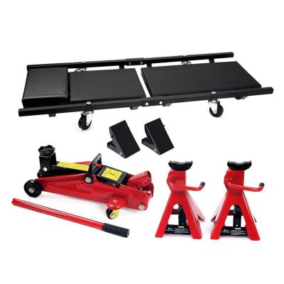 China Car Truck Auto SUV Steel Lift Jack Stand Creeper 2 Ton Floor Jack Set Combination Kit Trolley Kit for sale