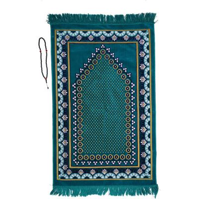 China WANG JUN High Quality Islamic Portable Prayer Rug OEM ODM Top Design Washable Muslim Raschel Cloth Rug for sale