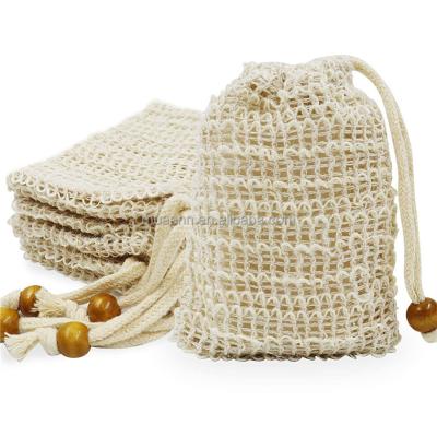 China Simple Natural Organic Soap Saver Bag Natural Drawstring Color Soap Foam Bag For Shower Cream for sale