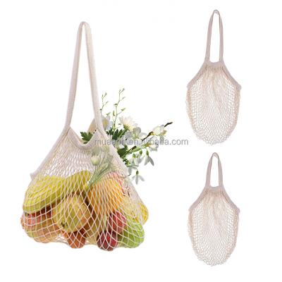 China Agriculture Ecology Cotton Mesh Reusable Printing Handled Bags For Supermarket Shopping for sale