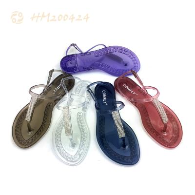 China Fashion Women PVC Strap Sandals Waterproof Ladies Jelly Sandals Flat for sale