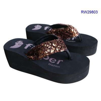 China 2018 Flip Flops Women Flip Flops Glitter /Sequins Logo Women Custom Flip Flops Girl Wedge Top for sale