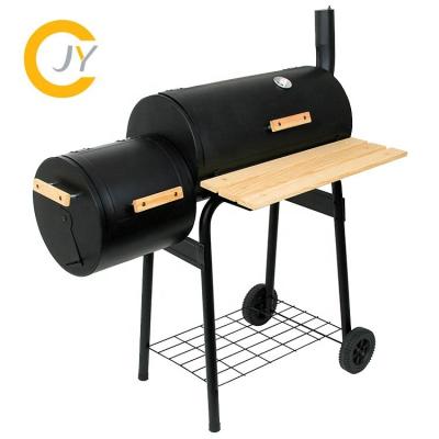 China Easily Assembled Barrel Charcoal Smoker BBQ Grill Grills with Rolling Cart for Outdoor Backyard for sale