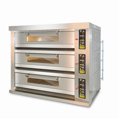 China Flour Mill Oven Gas 3 Deck 6 Trays Gas Deck Oven For Bread Baking Machine for sale