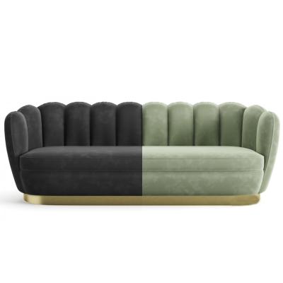 China New Hot Sale Velvet Shell Channel Tufted Sofa Golden Base Living Room Cabin Seaing Sofa (The Other) Adjustable for sale