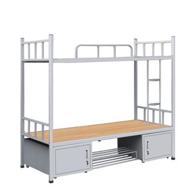 China Double (Full Size) School Dormitory Furniture Bunk Bed Steel Adjustable Steel Beds With Storage Cabinet for sale