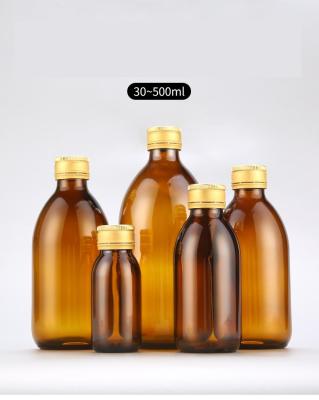 China Oral Liquid Reagent Bottle Oral Liquid Brown Tawny Glass Syrups Empty Enzyme Medicine Sample Reagent Bottle for sale