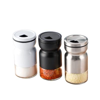 China Add Pepper Kitchen Eco - Friendly Condiment Glass Bottles Spice Jar Salt Pepper Glass Storage Seasoning Jar With Stainless Steel Lid for sale