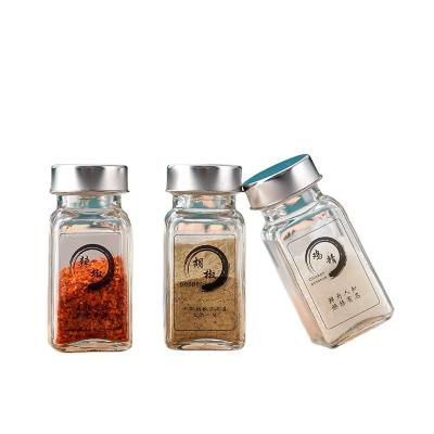 China Add Pepper 120ml Clear Thin Empty Spice Salt Spice Pepper Shaker Glass Condiment Bottle For Spice Pepper Salt Cumin Curry Sesame for sale