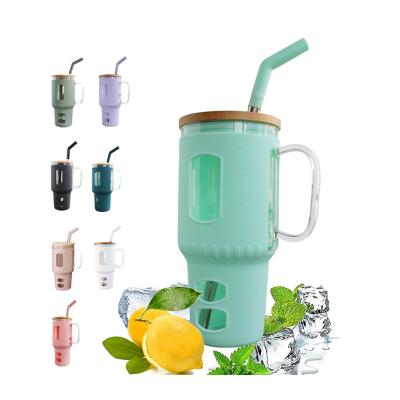 China Cola Milk Juice Beer Durable Beer Glass Cup Manufacturer New Car 32oz Borosilicate Cup High Ice Ba Glass-Glass Cup With Handle Beer Cup Car Water Cup for sale